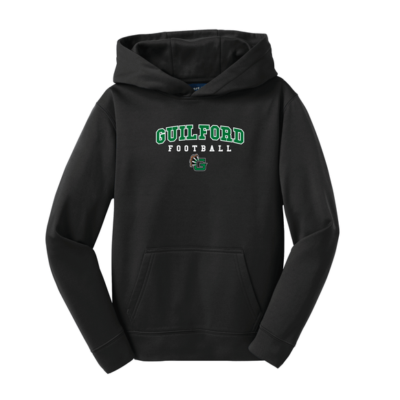 Guilford Football - Black Youth Sport-Wick® Fleece Hooded Pullover