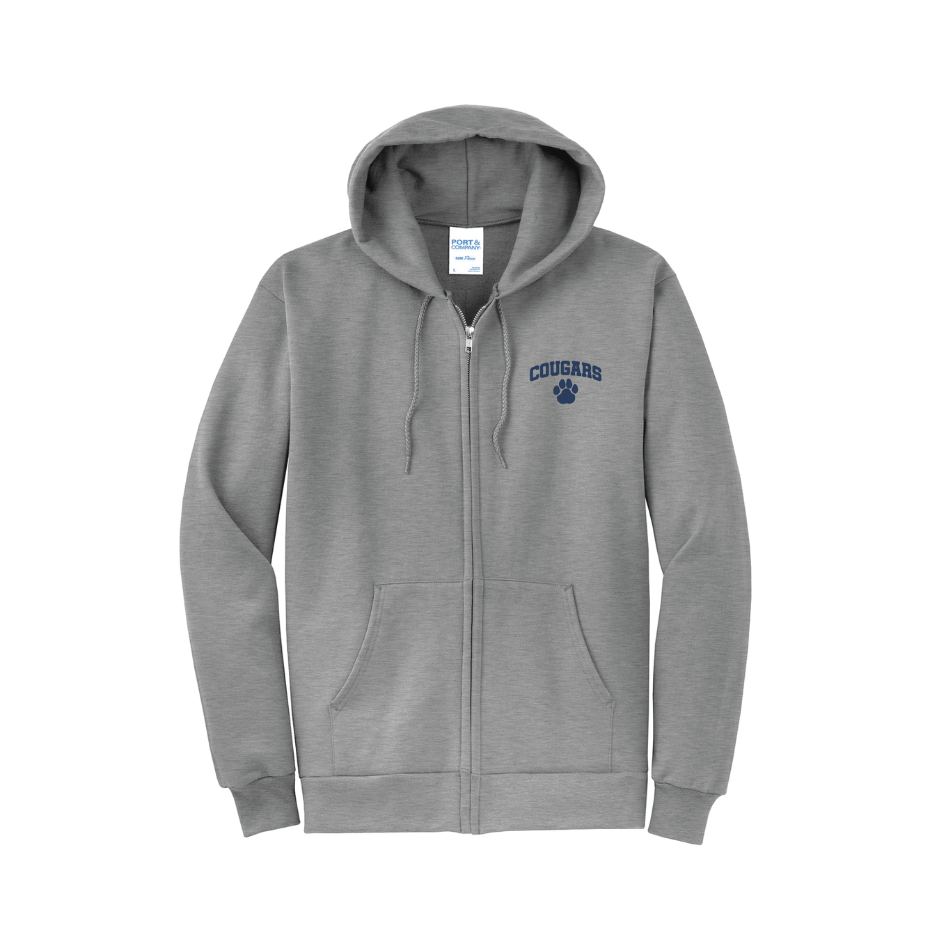 Killingworth Elementary - Athletic Grey Core Fleece Full-Zip Hooded Sweatshirt