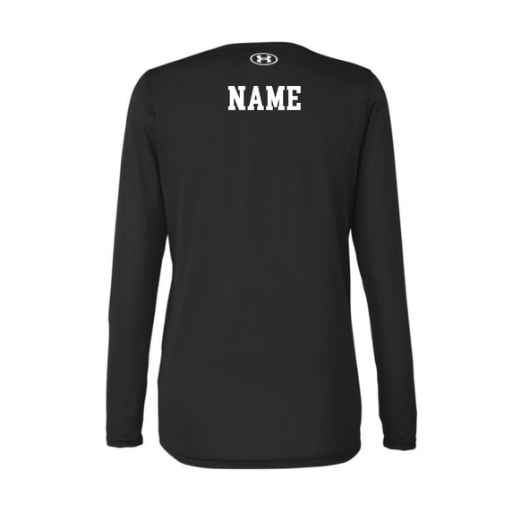 Guilford Football - Black Ladies' Team Tech Long-Sleeve T-Shirt (Personalized)