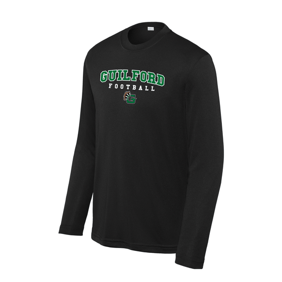 Guilford Football - Black Youth Long Sleeve PosiCharge® Competitor™ Tee (Personalized)