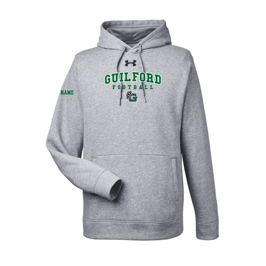 Guilford Football - Grey Men's Hustle Pullover Hooded Sweatshirt (Personalized)