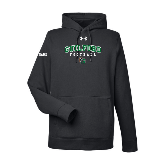 Guilford Football - Black Men's Hustle Pullover Hooded Sweatshirt (Personalized)