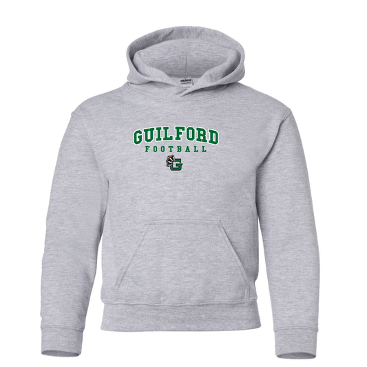 Guilford Football - Grey Heavy Blend™ Youth Hooded Sweatshirt
