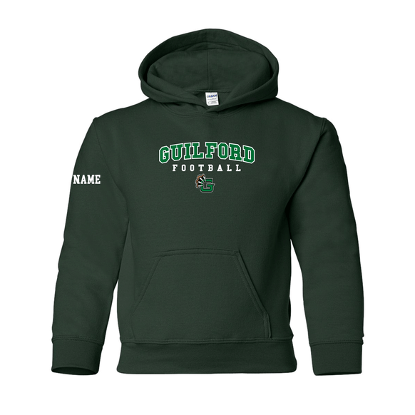 Guilford Football - Forest Green Heavy Blend™ Youth Hooded Sweatshirt (Personalized)