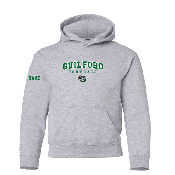 Guilford Football - Grey Heavy Blend™ Youth Hooded Sweatshirt (Personalized)