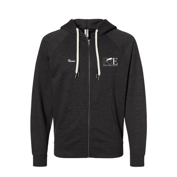 Four Stride Equine - Unisex Icon Lightweight Loopback Terry Full-Zip Hooded Sweatshirt Personalization