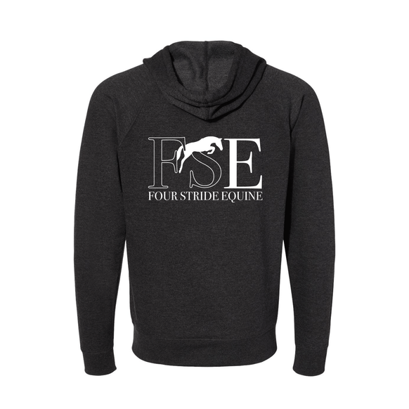 Four Stride Equine - Unisex Icon Lightweight Loopback Terry Full-Zip Hooded Sweatshirt