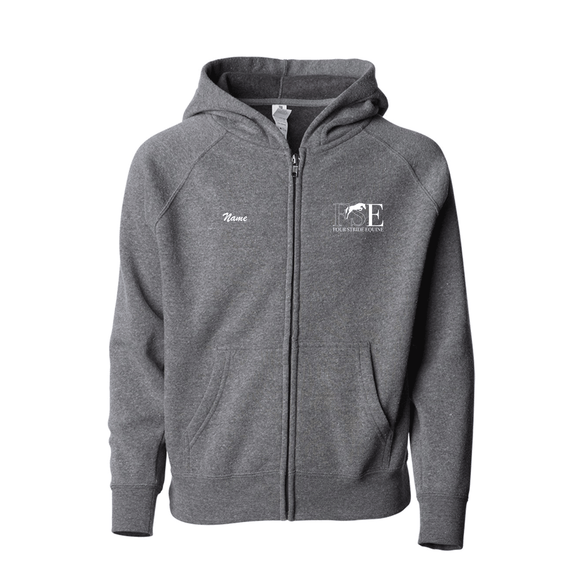Four Stride Equine - Youth Lightweight Special Blend Raglan Zip Hood Personalized