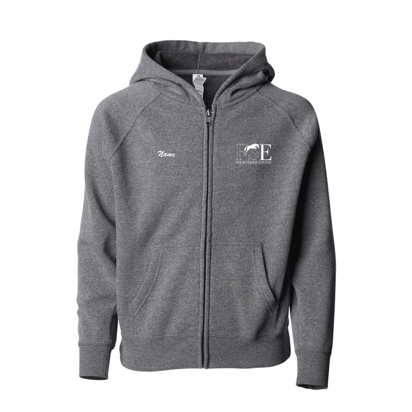 Four Stride Equine - Youth Lightweight Special Blend Raglan Zip Hood Personalized