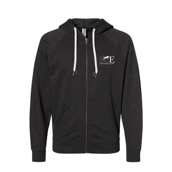 Four Stride Equine - Unisex Icon Lightweight Loopback Terry Full-Zip Hooded Sweatshirt