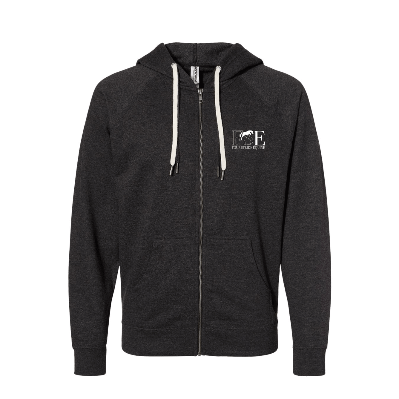 Four Stride Equine - Unisex Icon Lightweight Loopback Terry Full-Zip Hooded Sweatshirt