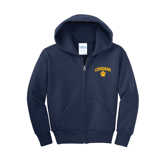 Killingworth Elementary - Navy Youth Core Fleece Full-Zip Hooded Sweatshirt (Personalized)