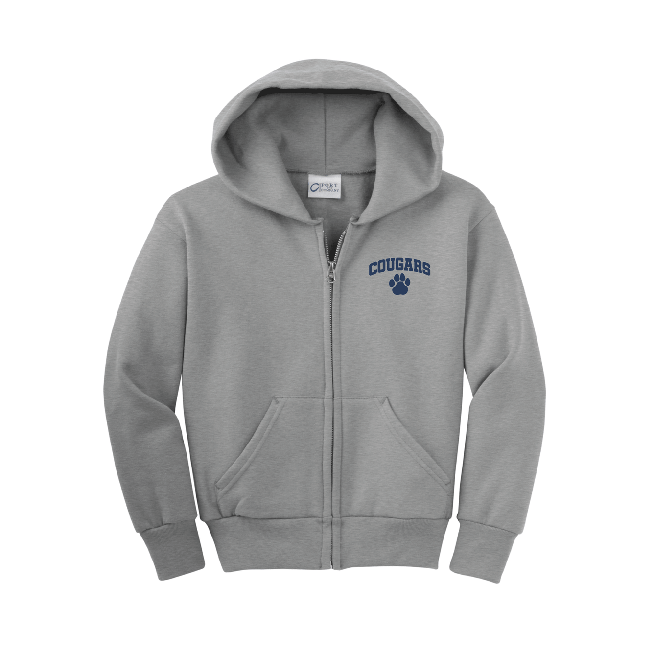 Killingworth Elementary - Athletic Grey Youth Core Fleece Full-Zip Hooded Sweatshirt