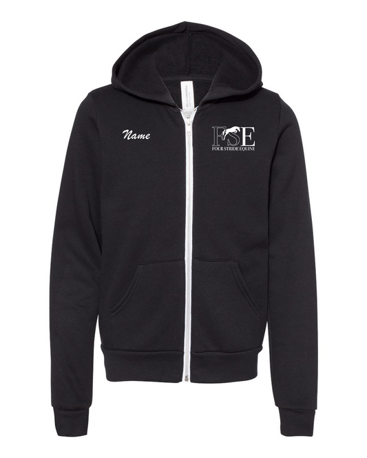 Four Stride Equine - Youth Sponge Fleece Full-Zip Hoodie (Personalized)