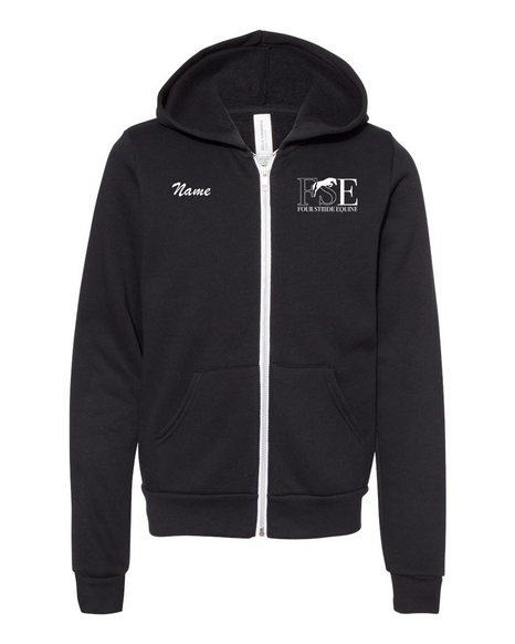 Four Stride Equine - Youth Sponge Fleece Full-Zip Hoodie (Personalized)